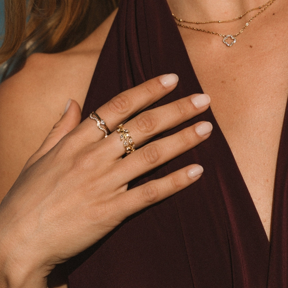 Zenya Crystal Wave Ring