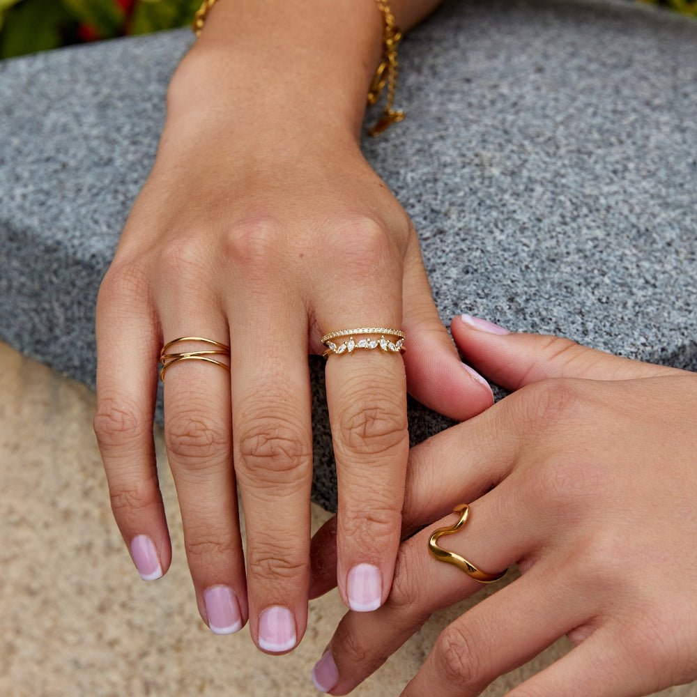 Alouette Crystal-Leaf Ring