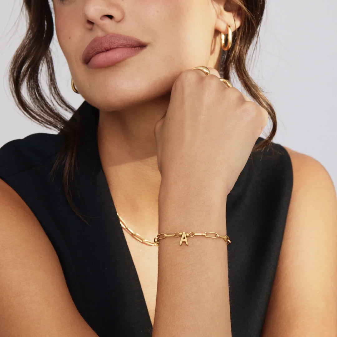 Odalys Paperclip Initial Bracelet