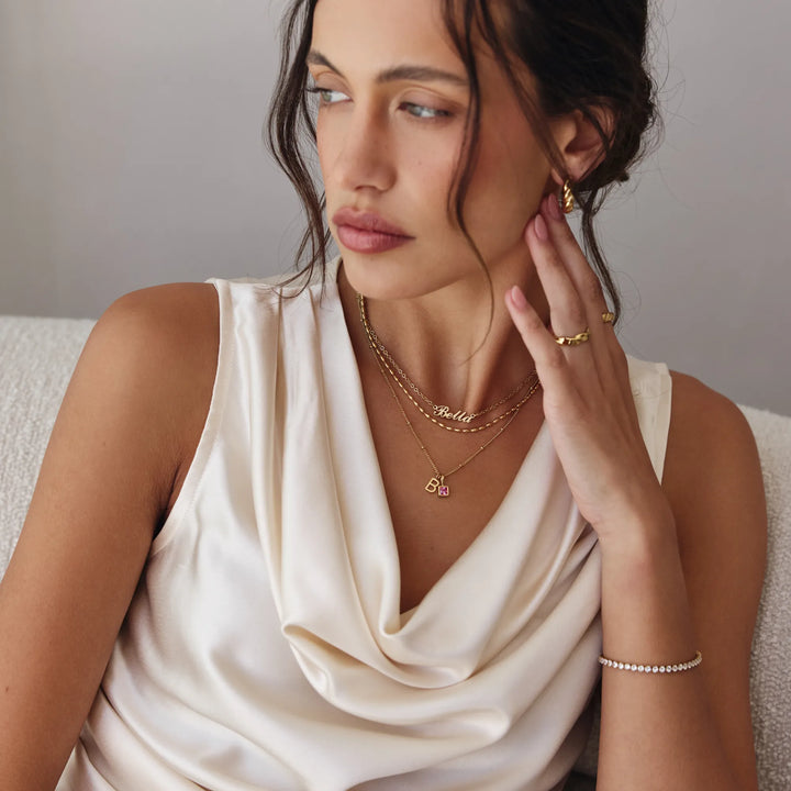 Calista Birthstone Initial Necklace