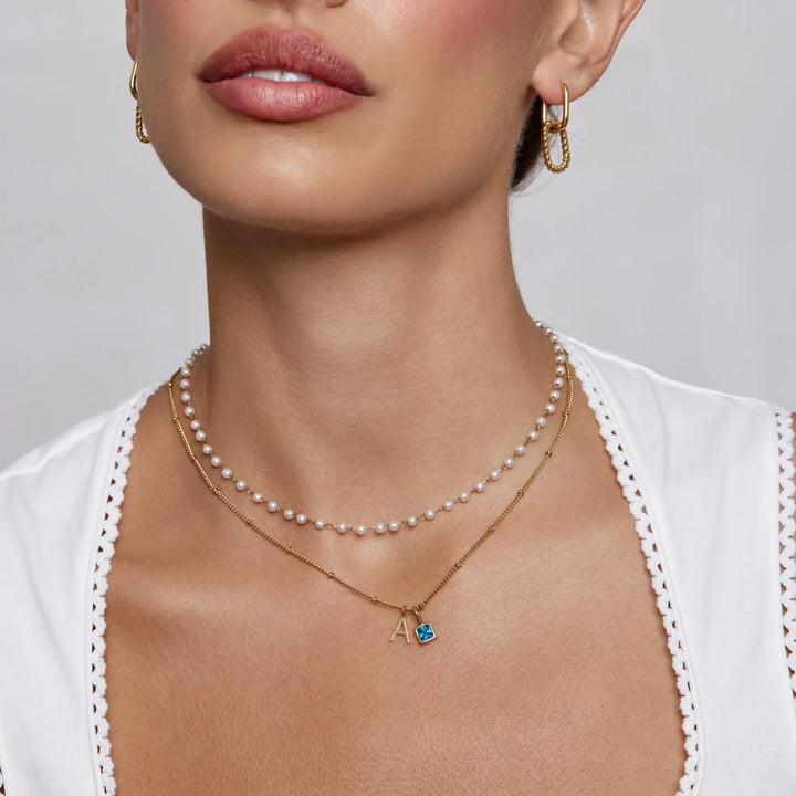 Calista Birthstone Initial Necklace
