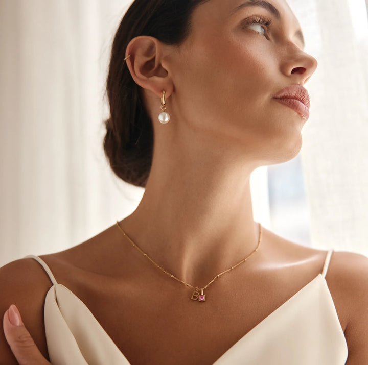 Calista Birthstone Initial Necklace