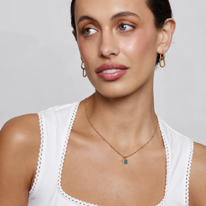 Calista Birthstone Initial Necklace