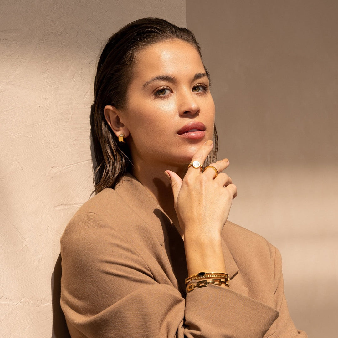 Elara Onyx Layered Bangle