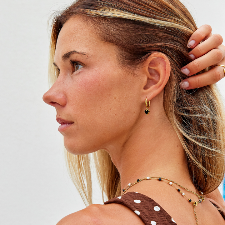 Mira Agate Heart Hoops