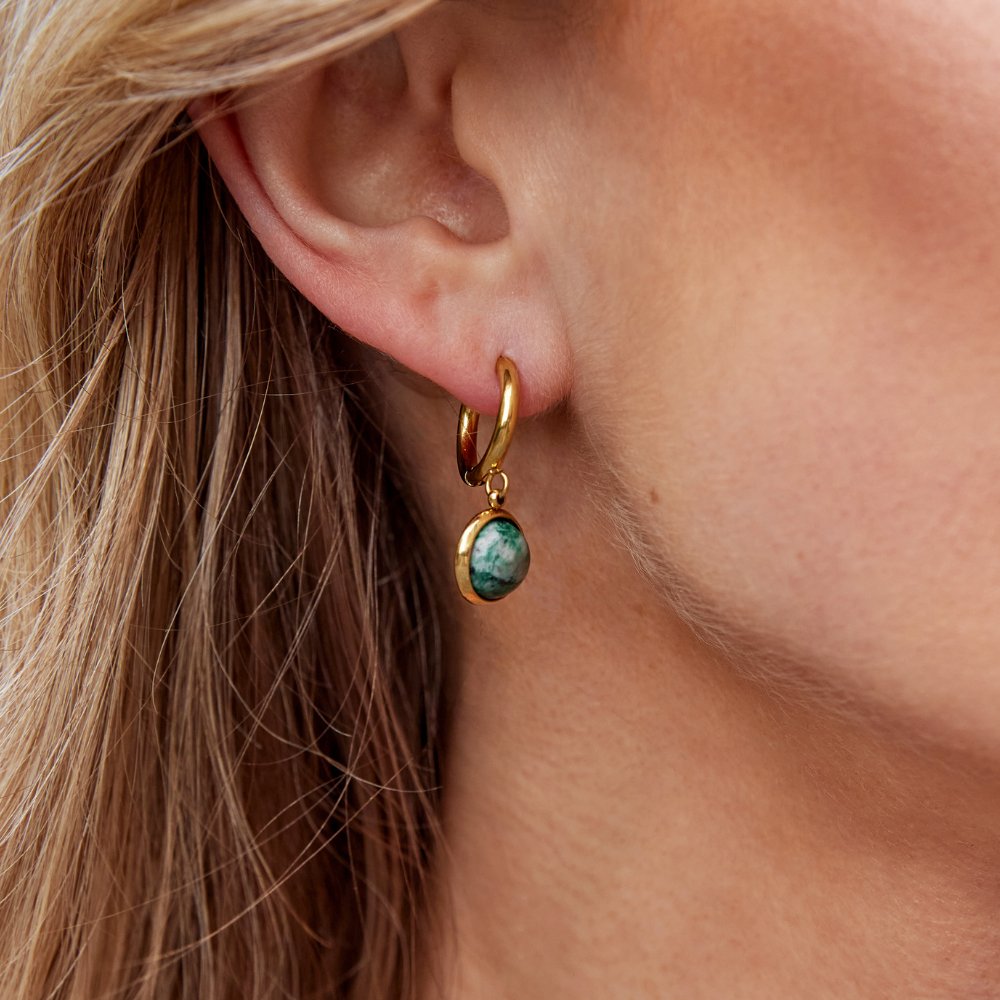 Amelia Turquoise Stone Hoops