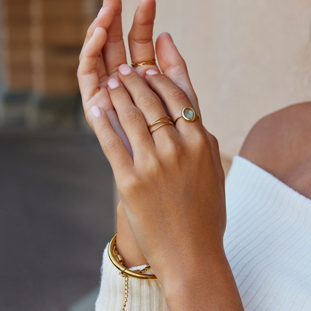 Aqua Oval Crystal Ring