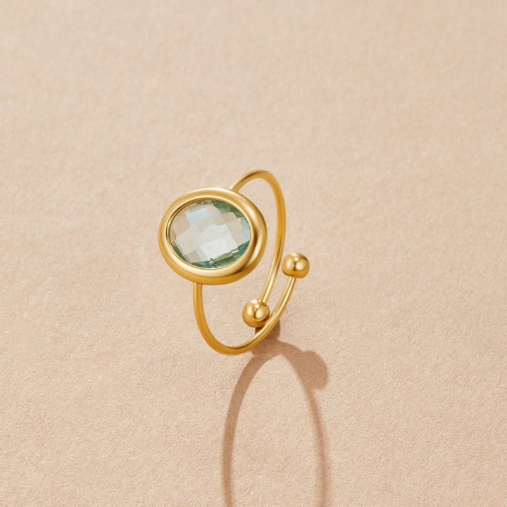 Aqua Oval Crystal Ring
