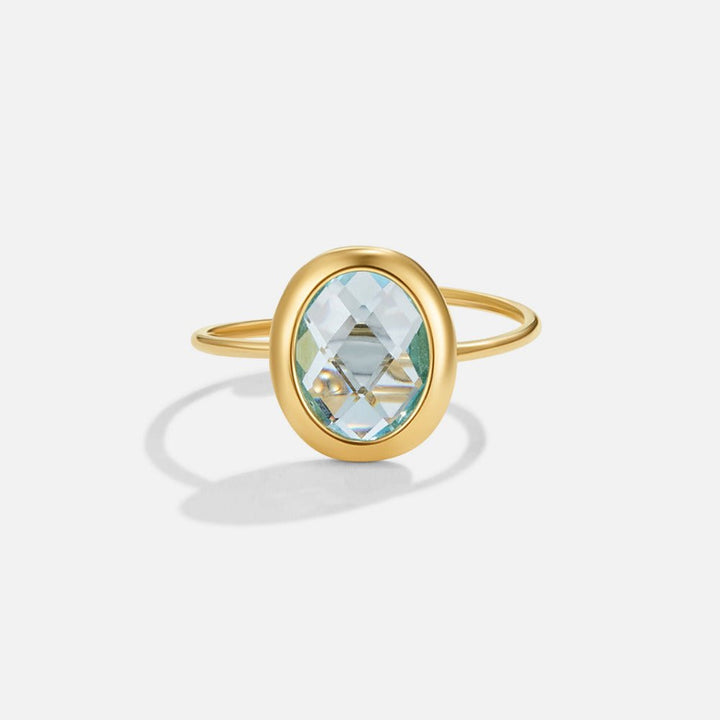 Aqua Oval Crystal Ring
