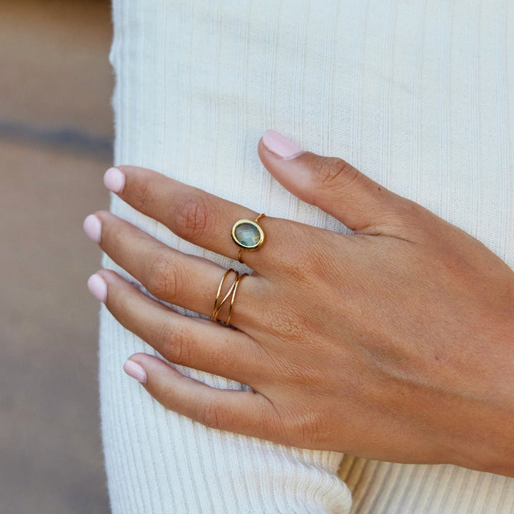 Aqua Oval Crystal Ring
