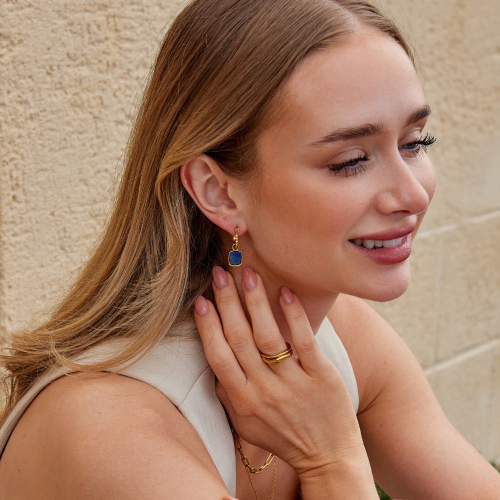 Astoria Lapis Stone Hoops
