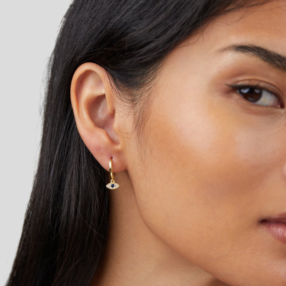 Aria Sapphire Evil Eye Hoops
