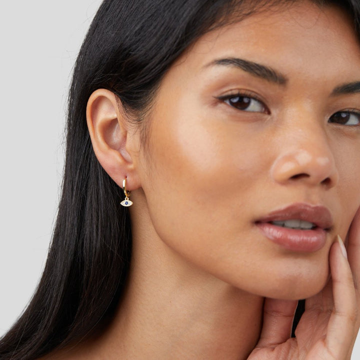 Aria Sapphire Evil Eye Hoops