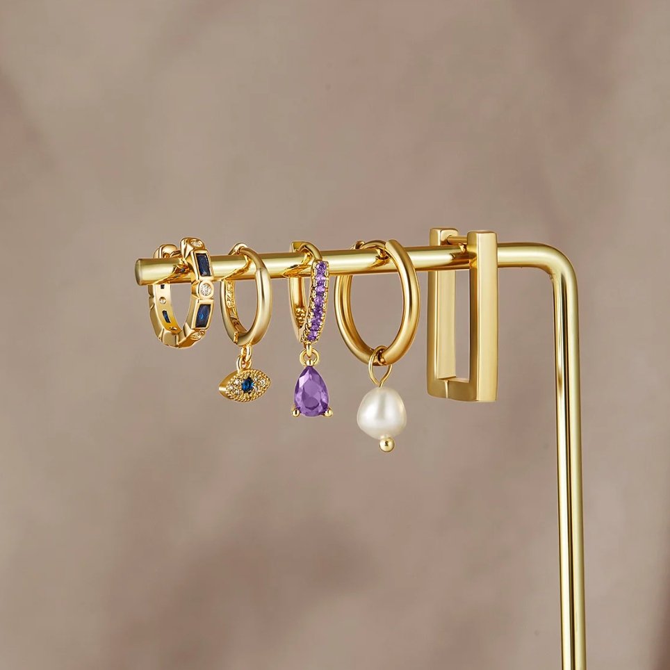 Aria Sapphire Evil Eye Hoops