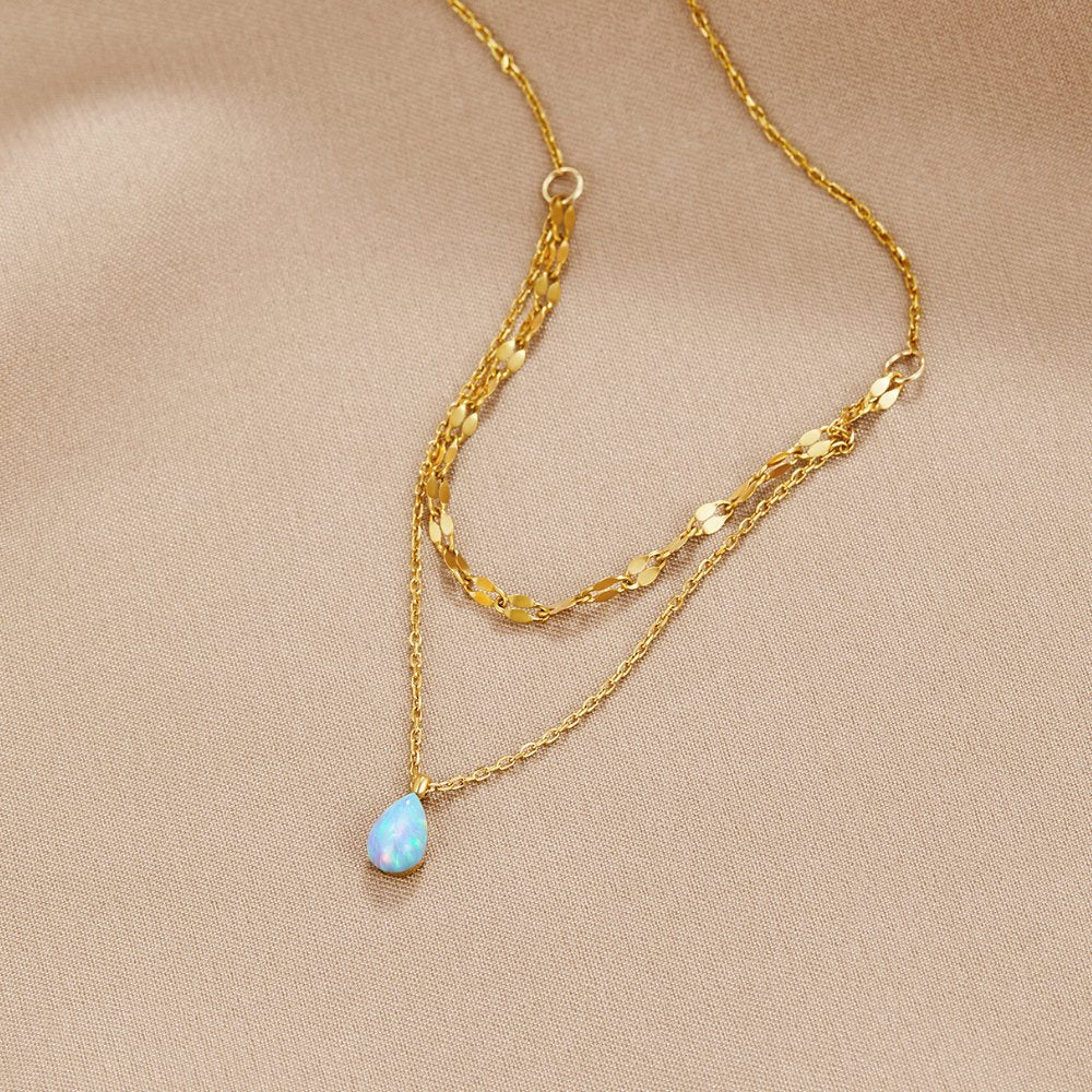 Opaline Layered Teardrop Necklace