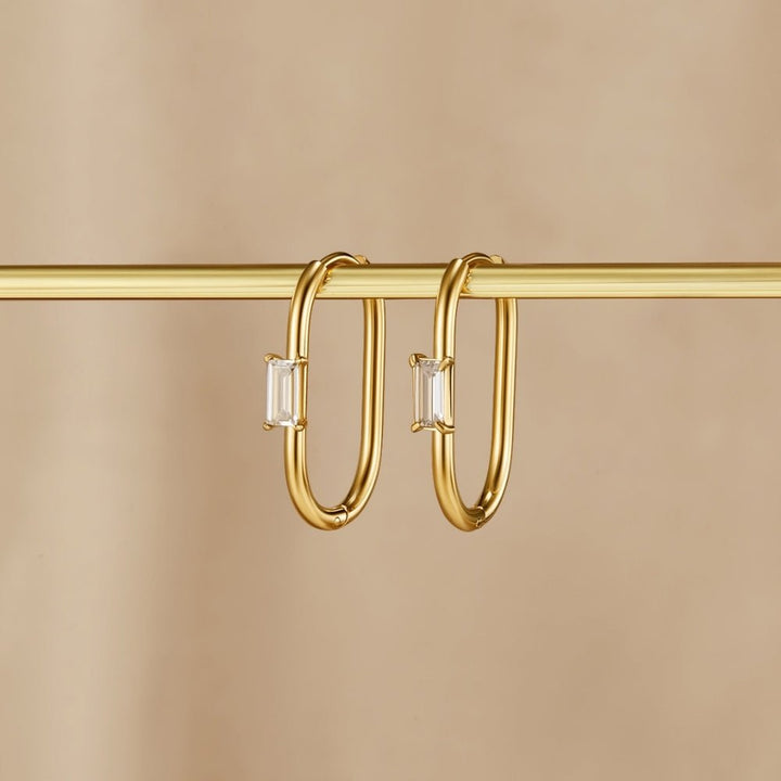 Diana Baguette Crystal Hoops