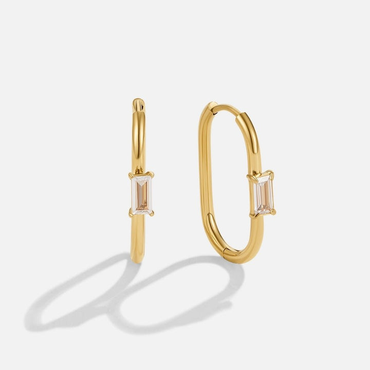 Diana Baguette Crystal Hoops