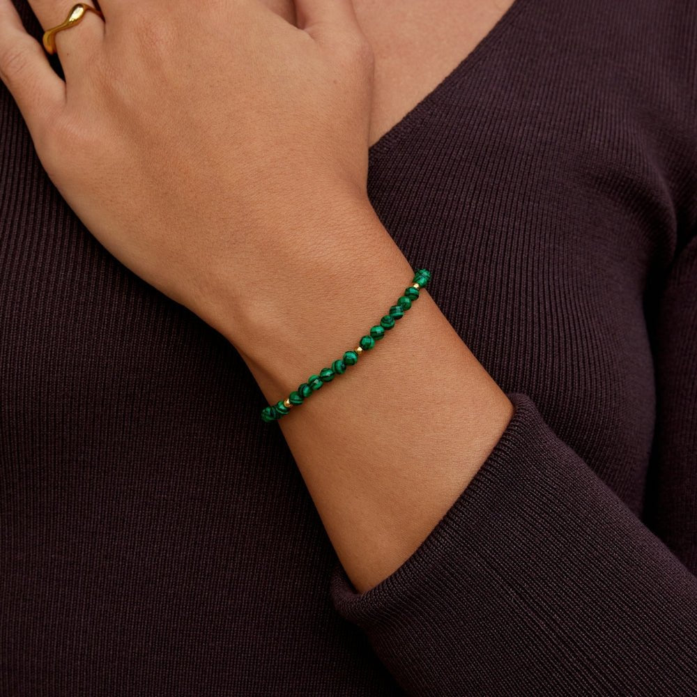Emerald Malachite Bead Bracelet