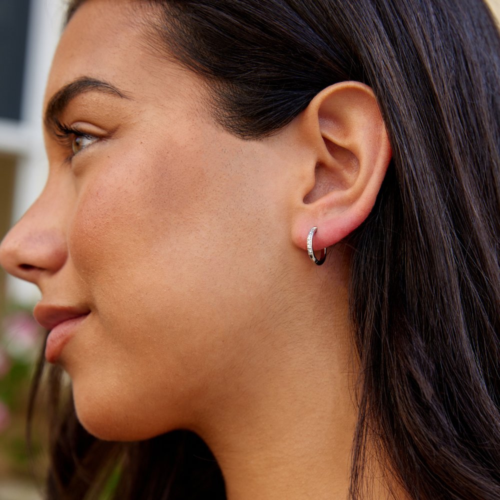 Serena Silver Crystal Hoops