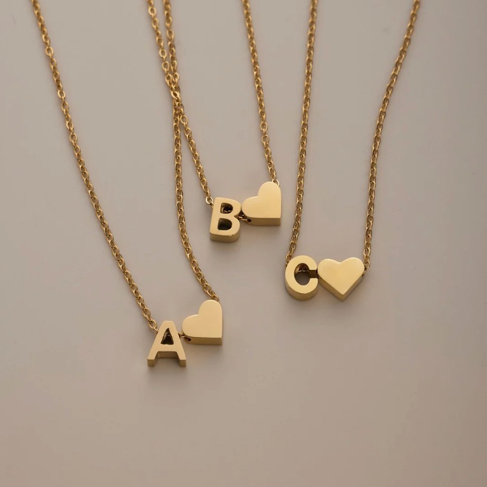 Arielle Heart Letter Necklace