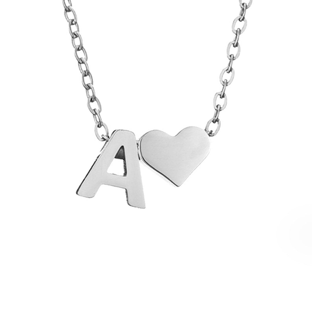 Ayla Silver Heart Initial