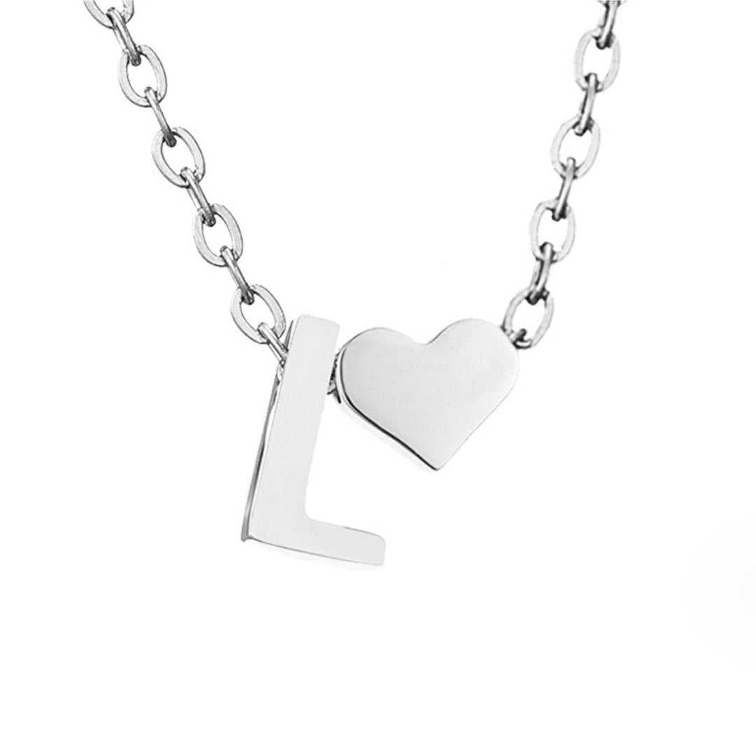 Ayla Silver Heart Initial
