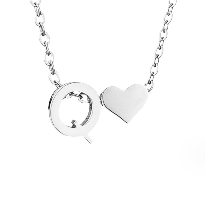 Ayla Silver Heart Initial