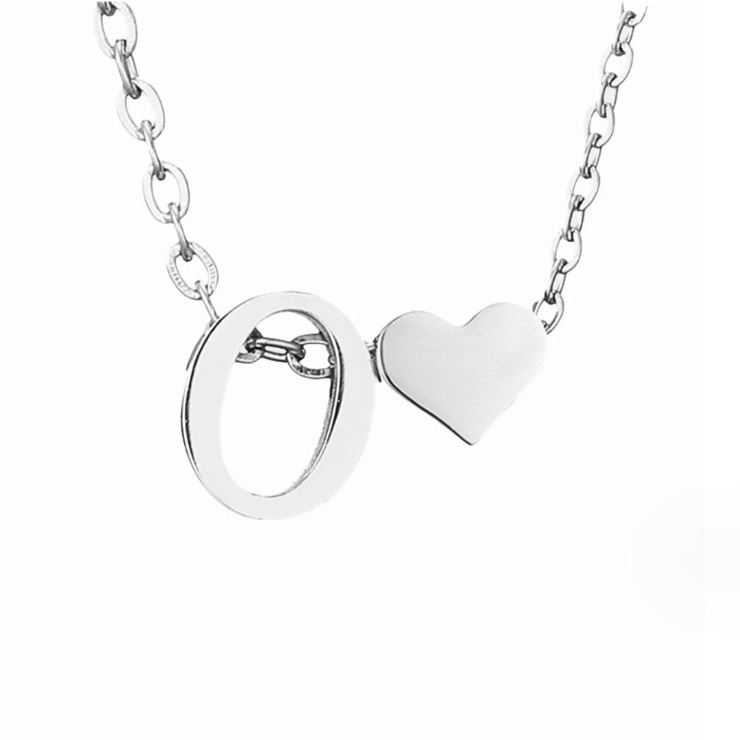 Ayla Silver Heart Initial