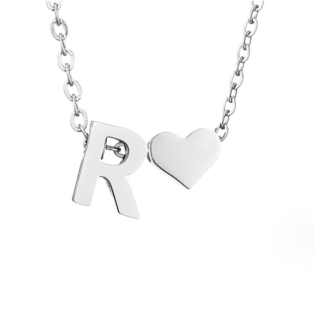 Ayla Silver Heart Initial