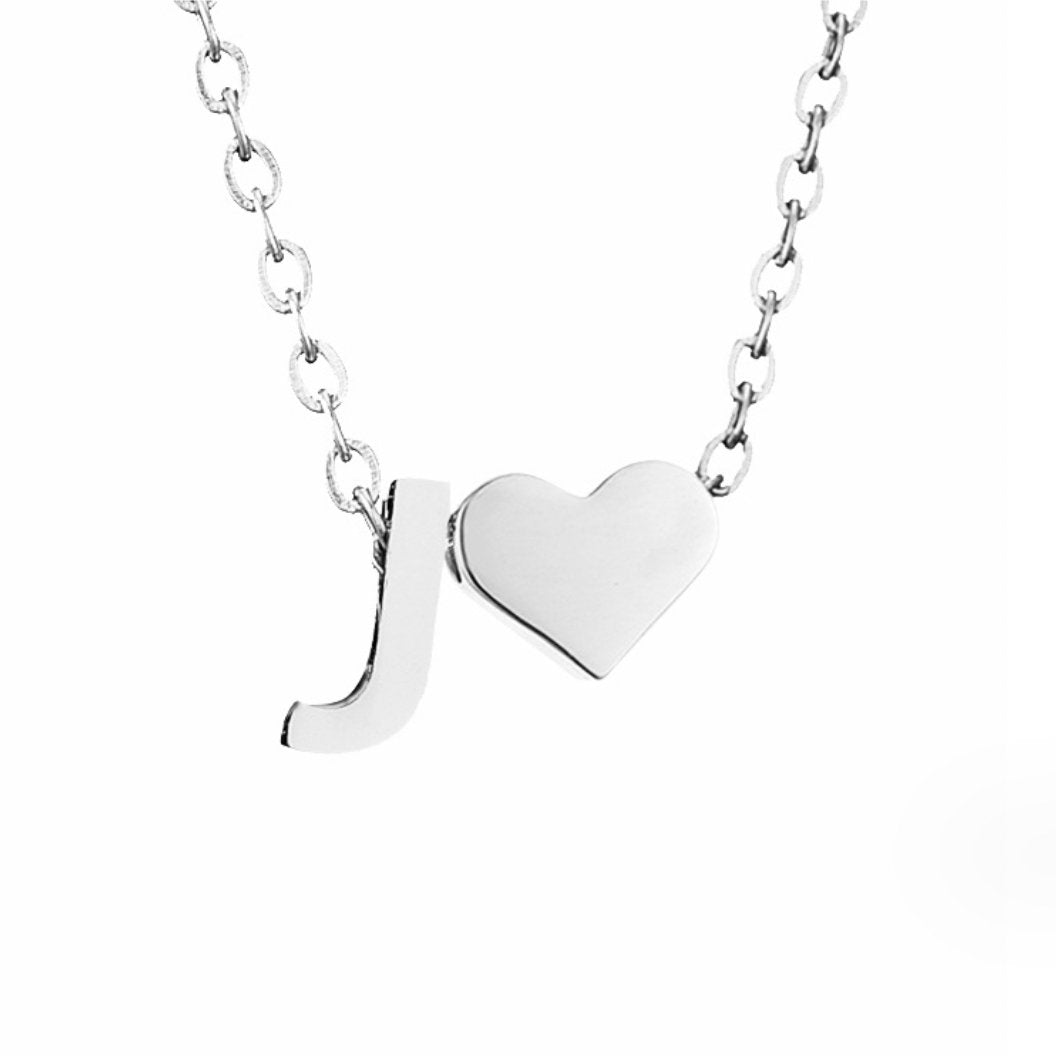 Ayla Silver Heart Initial