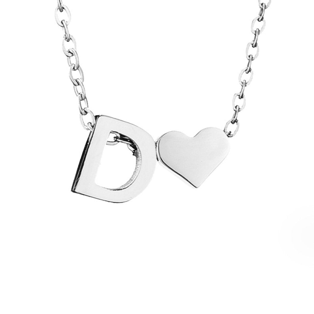 Ayla Silver Heart Initial