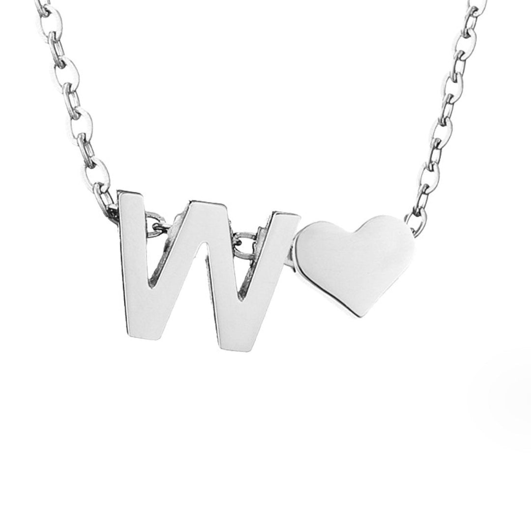 Ayla Silver Heart Initial