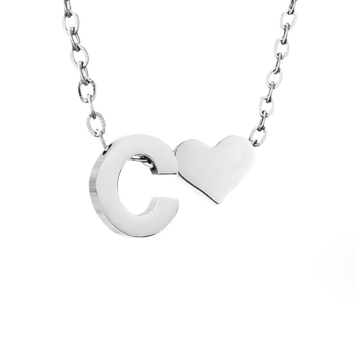 Ayla Silver Heart Initial