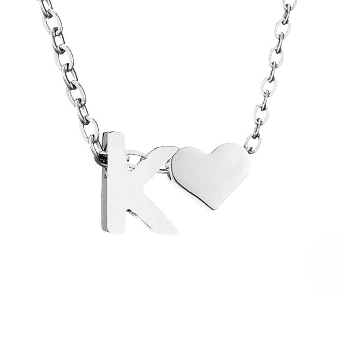 Ayla Silver Heart Initial