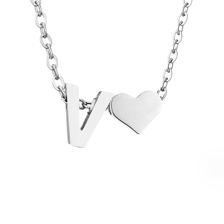 Ayla Silver Heart Initial
