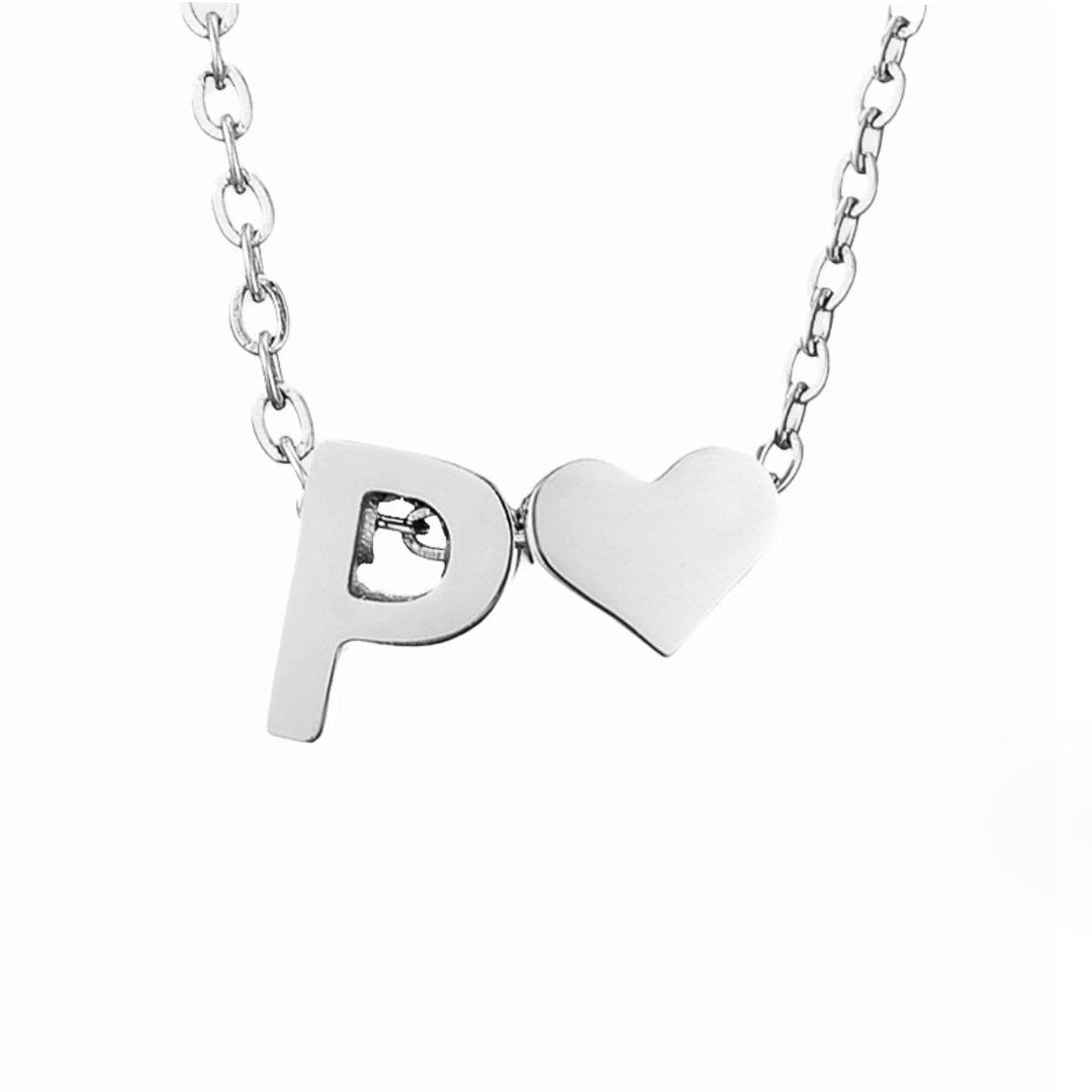 Ayla Silver Heart Initial