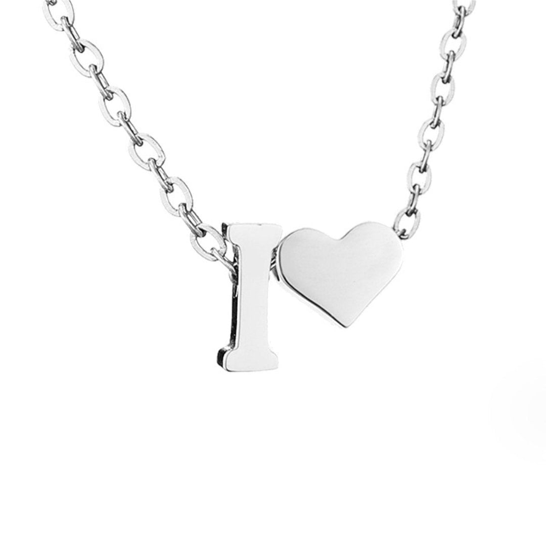 Ayla Silver Heart Initial