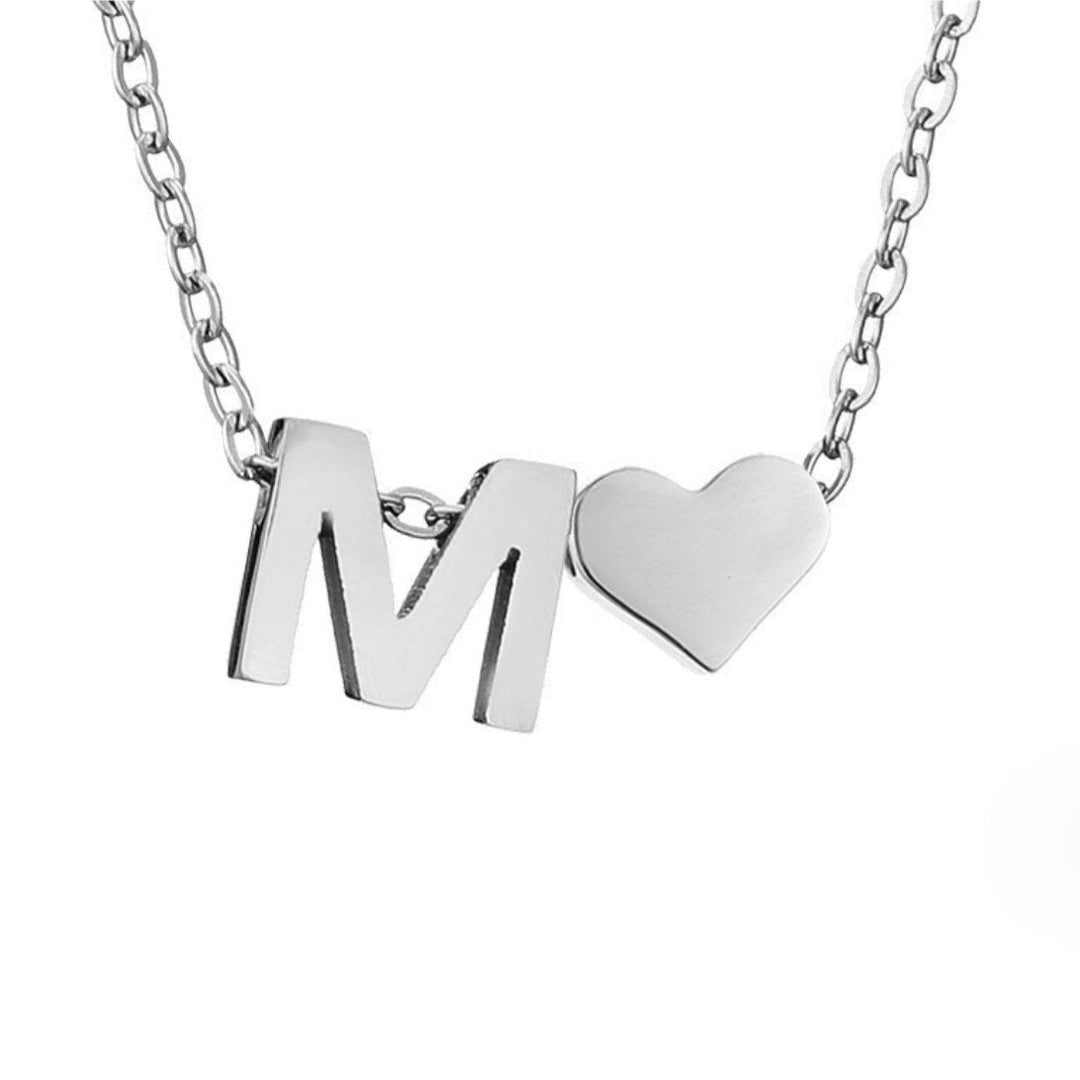 Ayla Silver Heart Initial
