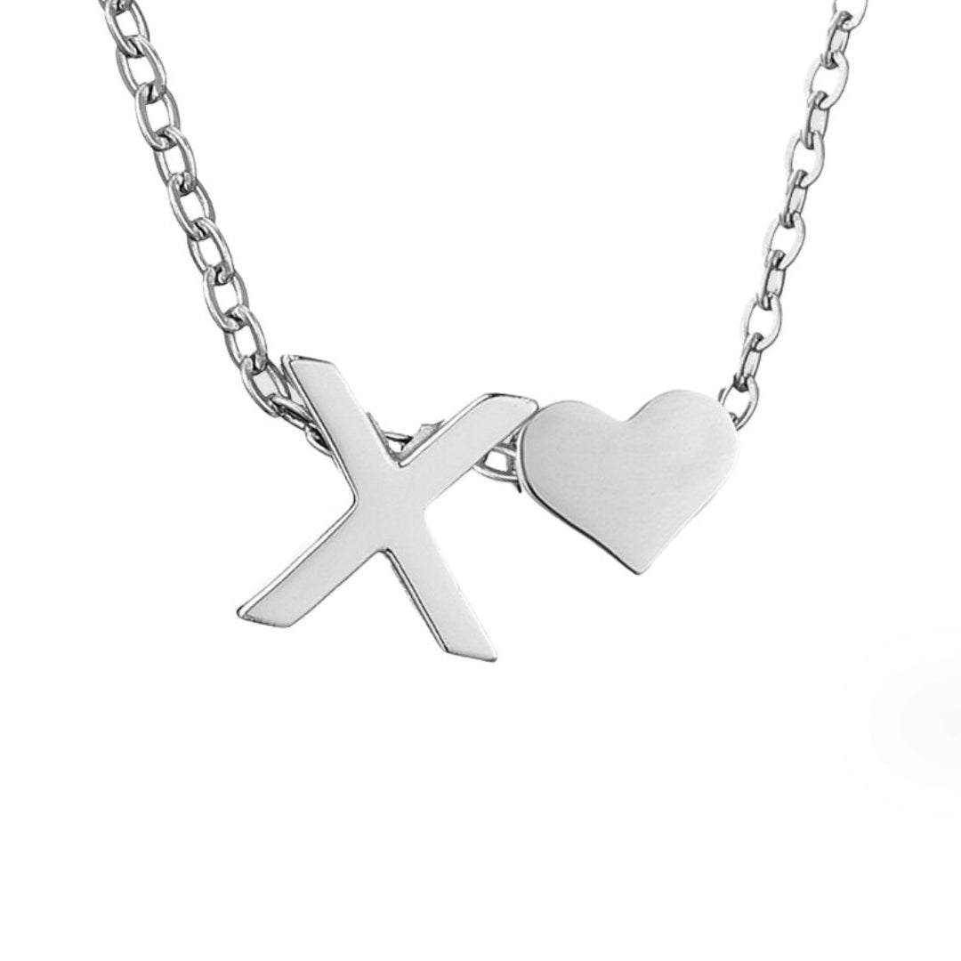 Ayla Silver Heart Initial