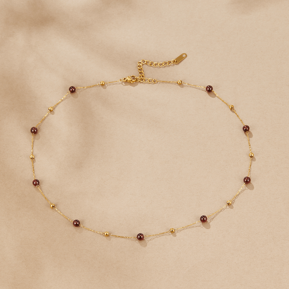 Garnet Wine Bead Necklace