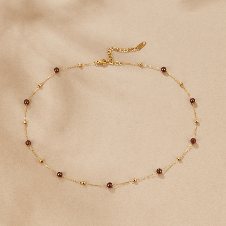 Garnet Wine Bead Necklace