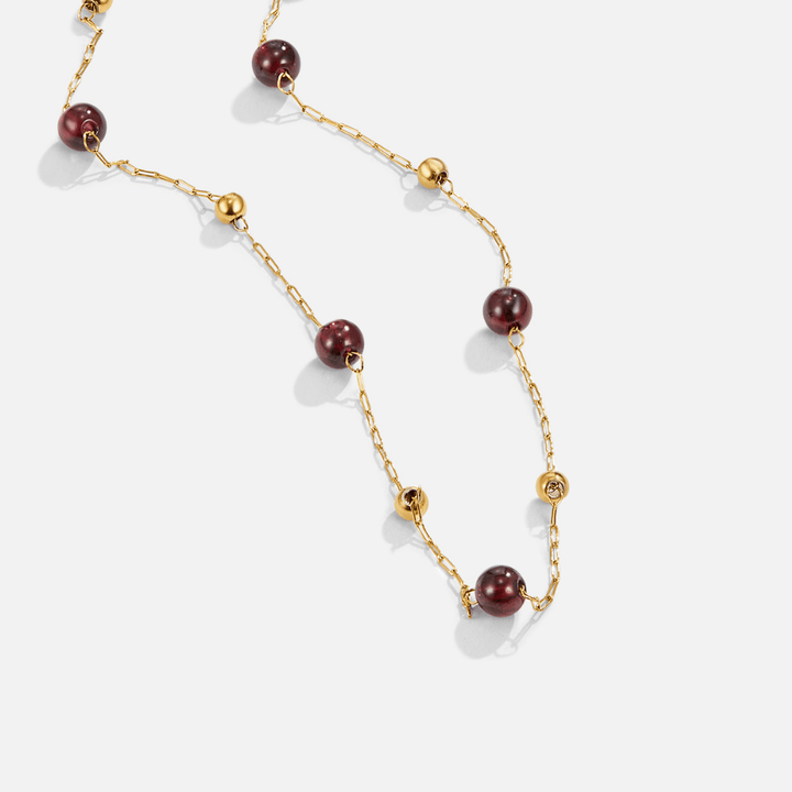 Garnet Wine Bead Necklace