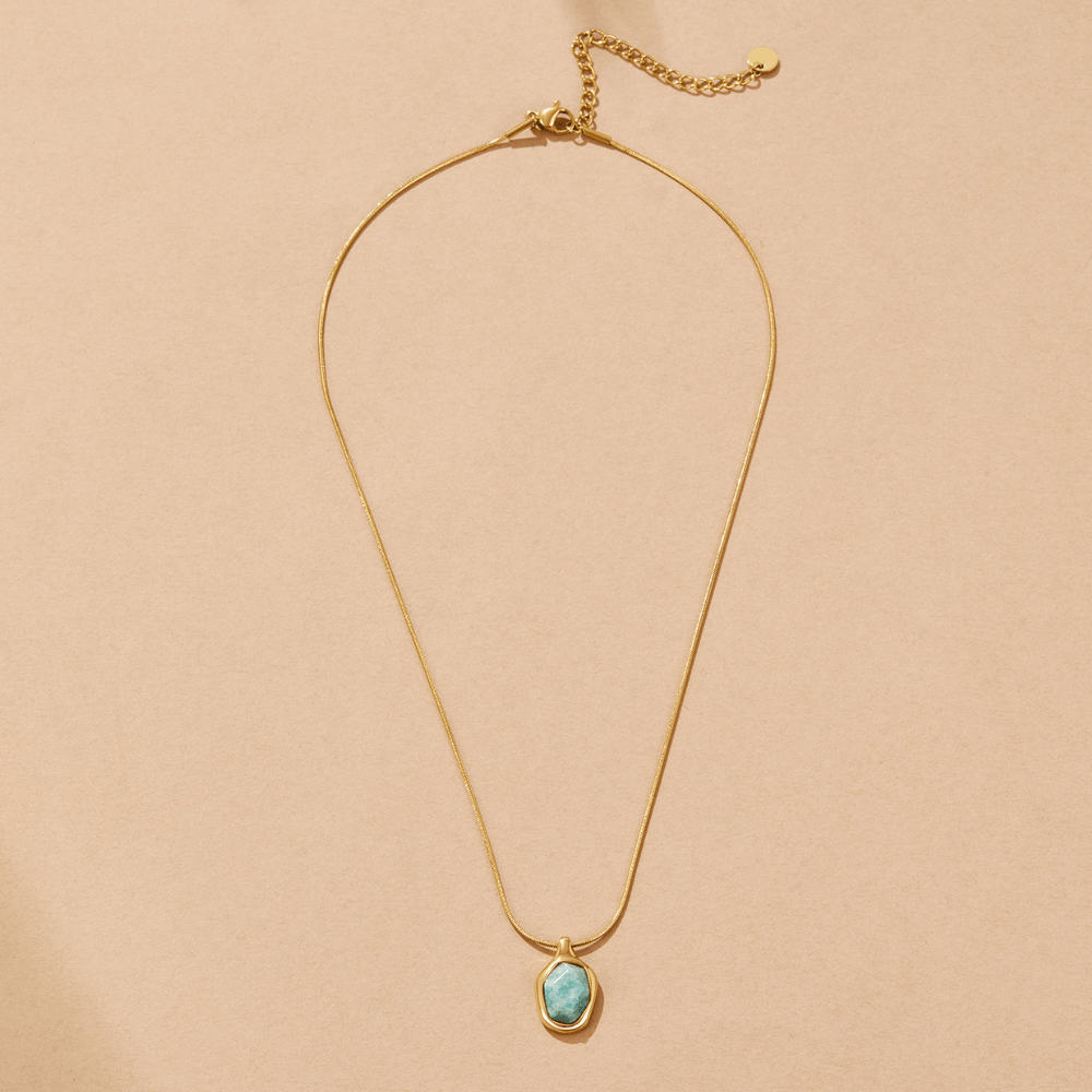 Aqua Stone Molten Necklace