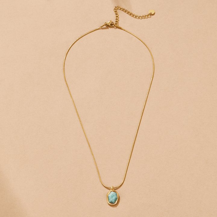 Aqua Stone Molten Necklace