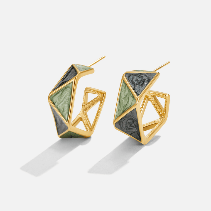 Atlantis Geometric Enamel Hoops