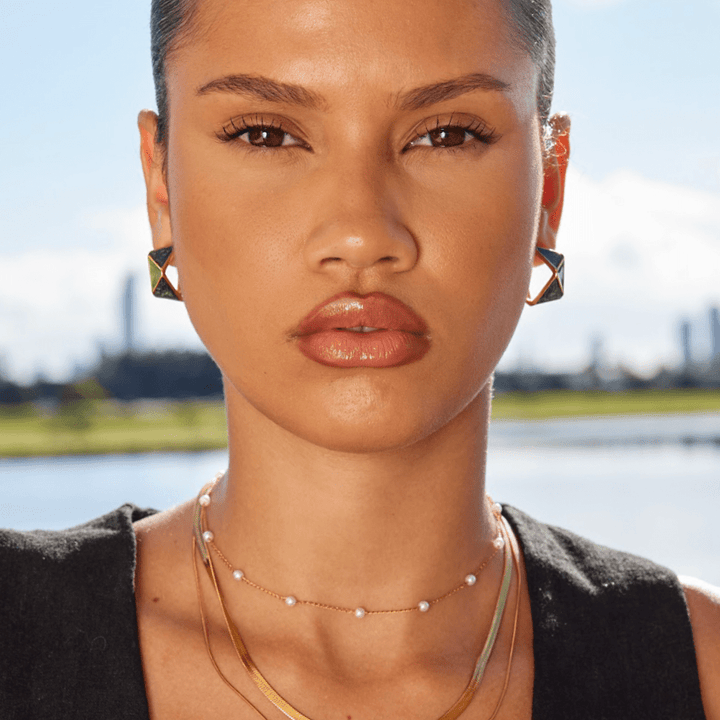 Atlantis Geometric Enamel Hoops