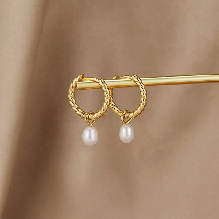 Seraphina Twisted Pearl Hoops