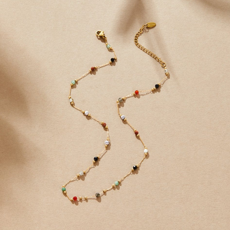 Luna Beaded Stone Necklace