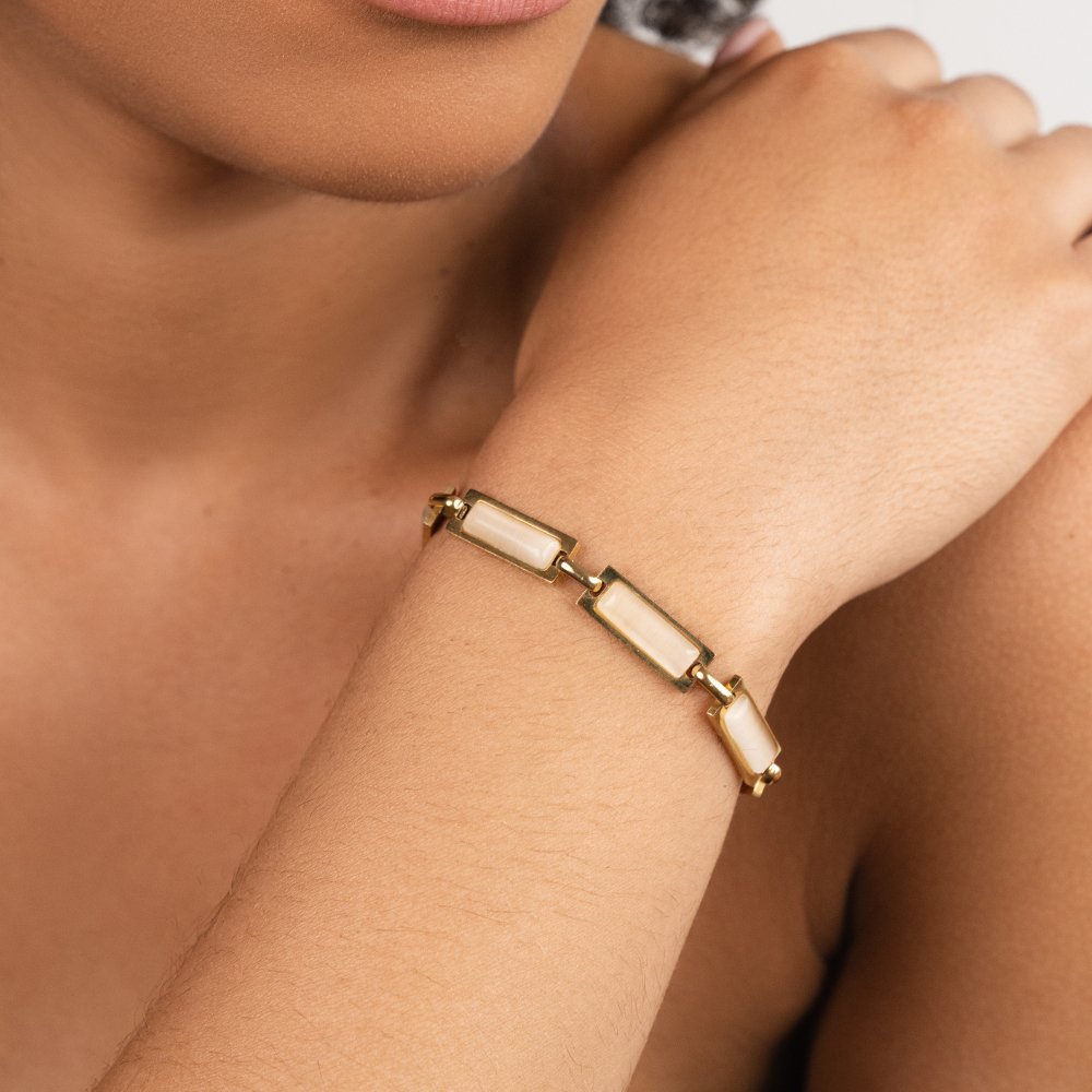 Opaline Baguette Link Bracelet
