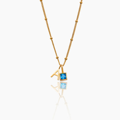 Calista Birthstone Initial Necklace
